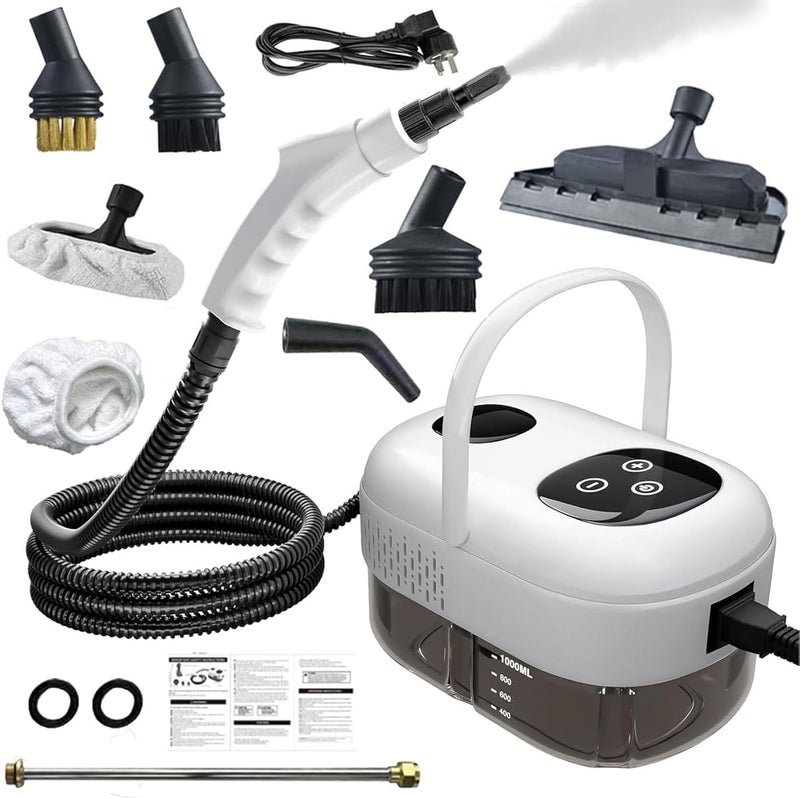AOHRYME Steam Cleaner, 1100ML/2500W High Power Handheld Steam Cleaner with Smart Touch - 3 Brush Heads - Glass Brush with Towel for Stain Removal at Home, Portable Steamer for Cleaning Car, Upholstery, Carpet - Image 1