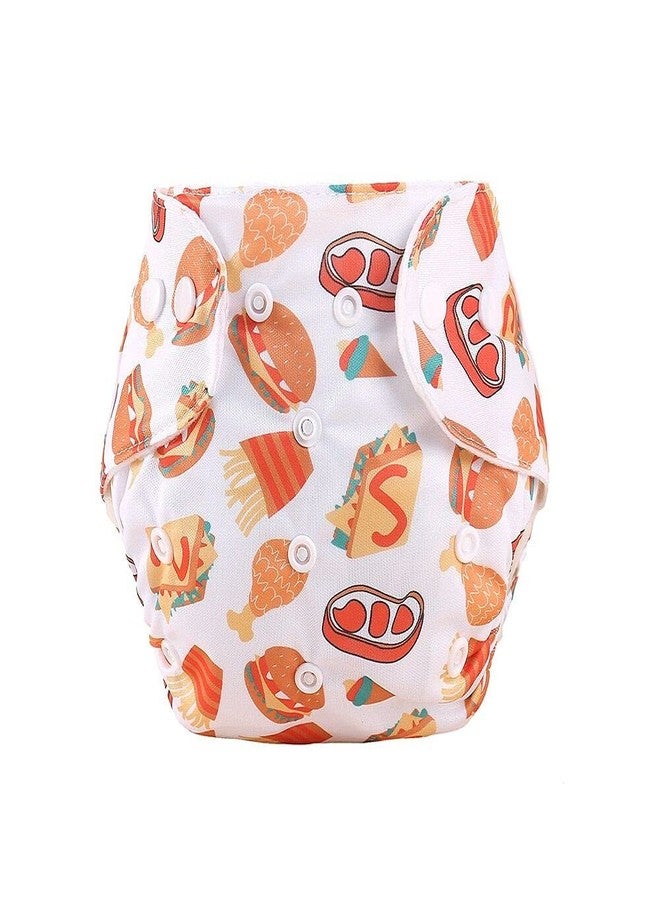 Alya Pocket Button Style Solid Reusable Cloth Diaper All in One Adjustable Washable Diapers Nappies With 1 Inserts for Toddlers/New Borns (ORANGE FOOD, PACK OF 1) - Image 3