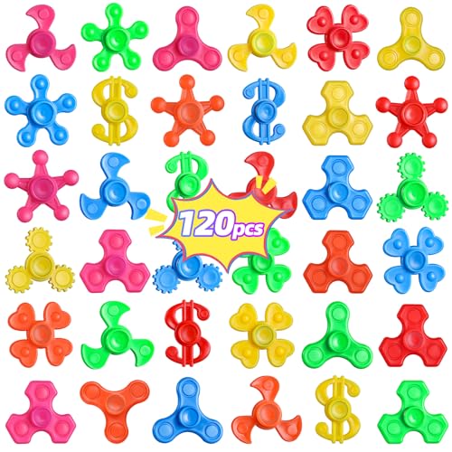 GIGILLI 120pcs Mini Fidget Spinner Bulk Stress Relief Sensory Fidget Toys Kids with Autism Birthday Gifts Party Favors Easter Basket Stuffers for Kids Classroom Treasure Box Toys for Classroom Prizes - Image 1