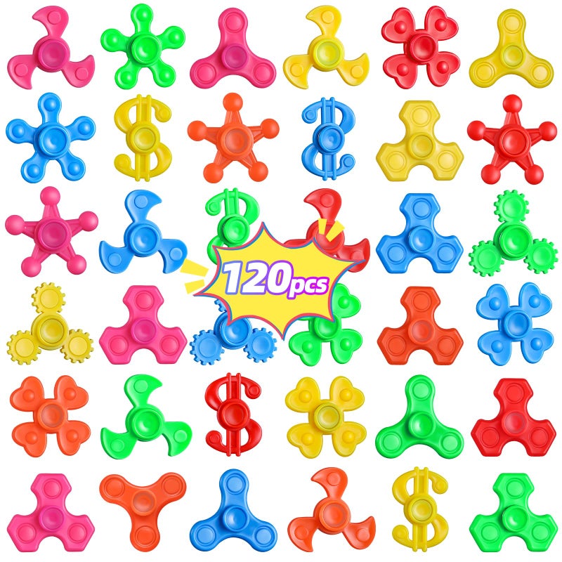 GIGILLI 120pcs Mini Fidget Spinner Bulk Stress Relief Sensory Fidget Toys Kids with Autism Birthday Gifts Party Favors Easter Basket Stuffers for Kids Classroom Treasure Box Toys for Classroom Prizes - Image 3
