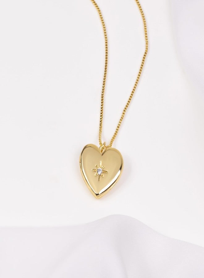 Wanderlust + Co Heart Gold Locket Necklace 14K Gold Plated Jewelry Hypoallergenic Shower-safe - Image 3
