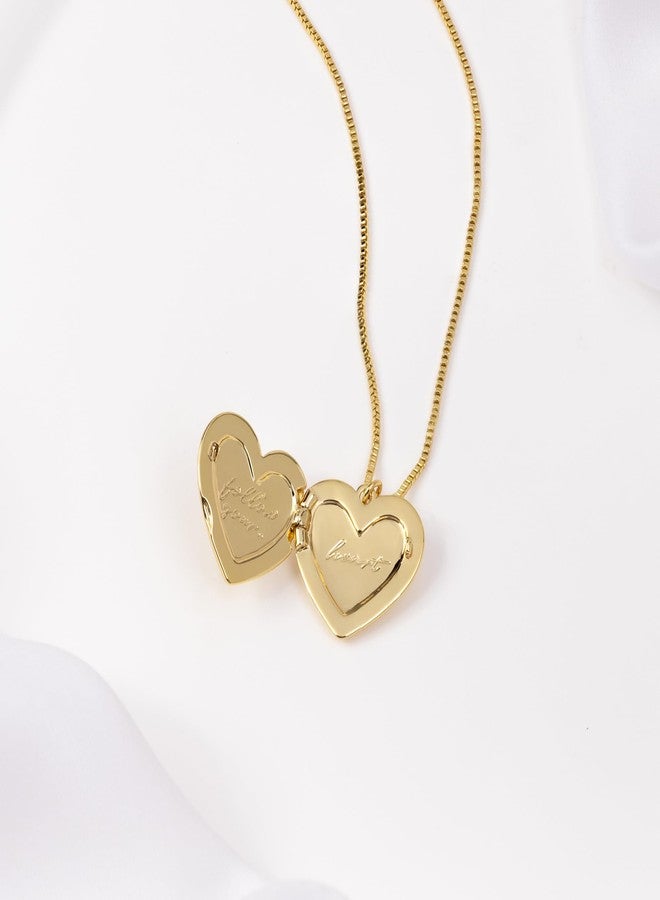 Wanderlust + Co Heart Gold Locket Necklace 14K Gold Plated Jewelry Hypoallergenic Shower-safe - Image 4