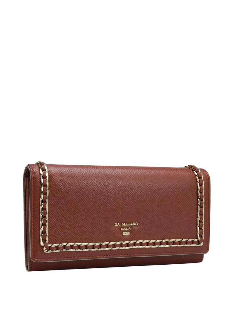 دا ميلانو محفظة نسائية جلد طبيعي أحمر من دا ميلانو