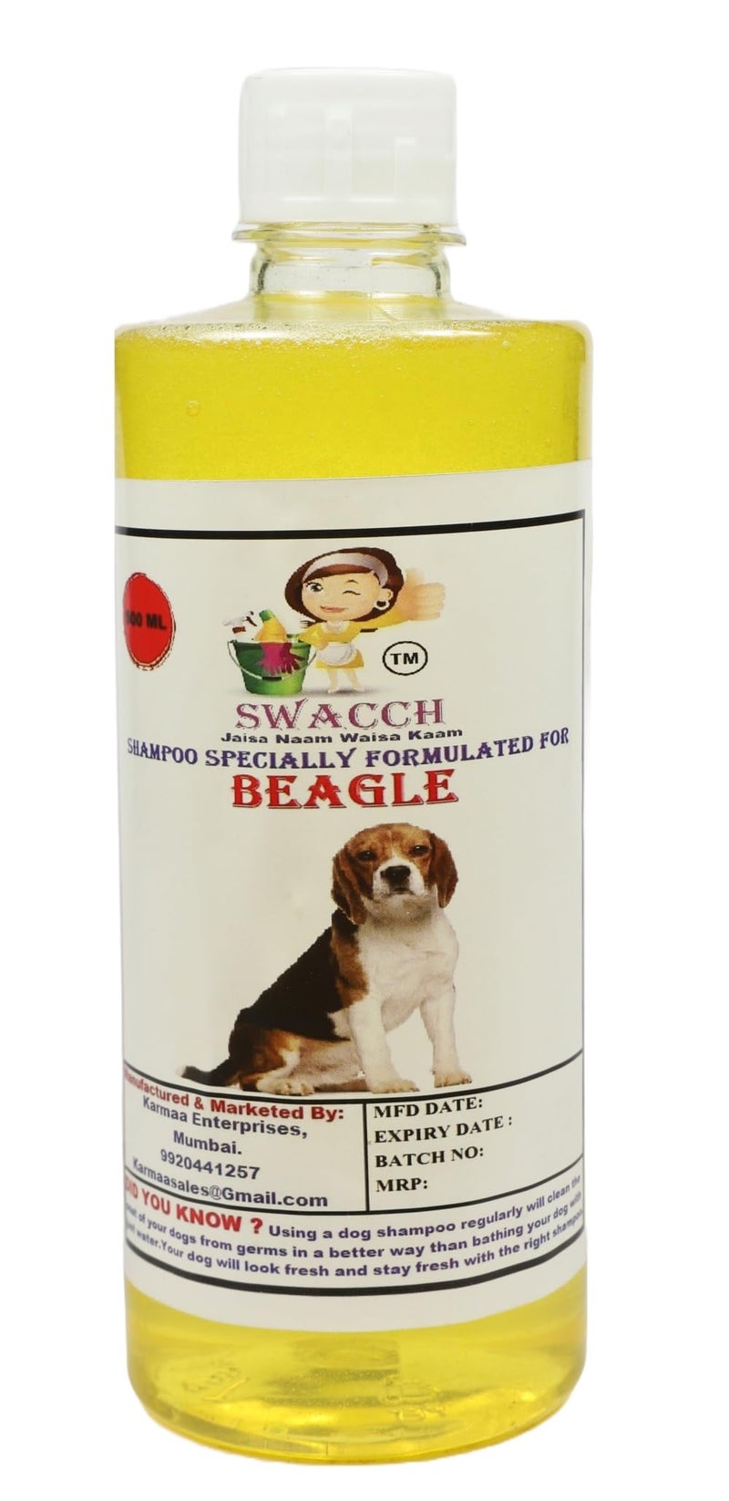 swacch Beagle Dog Shampoo + Dumbbell Toy I Durable Rubber Dog Toy for Chewing I Playing,Teeth Cleaning & Training Toy I Combo Pack I 500ml Lemon - Image 2