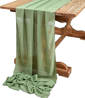 DOLOPL 10ft Sage Green Chiffon Table Runner Wedding Table Runner,29x120 inches Gauze Table Runner,Rustic Sheer Table - Image 1