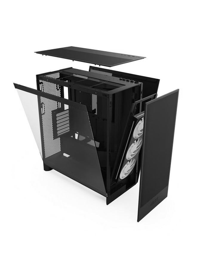NZXT H7 Flow RGB Mid-Tower ATX Case, High-Airflow Design, 3x F140 RGB Fans Included, Dedicated GPU Cooling, Supports Up to 420mm Radiators, 10-Fan Capacity, USB-C Top I/O, Tool-less Access, Black | CM-H72FB-R1  - Image 5