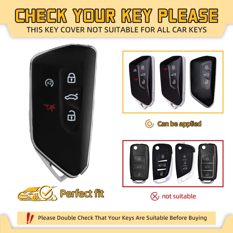 FT FUNTOR Key Fob Cover for Volkswagen,Soft TPU Full Protection Case Compatibale With VW Golf GTI Atlas Skoda Octavia ID3 ID4 MK8 (White, 5 Buttons) - Image 2