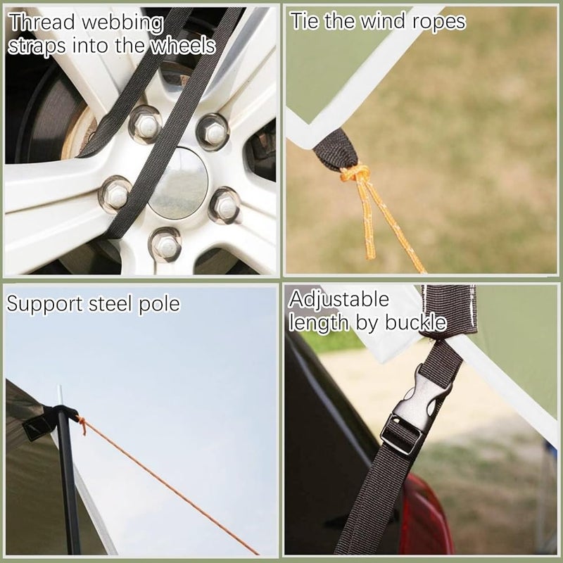 Latourreg Outdoor Camping Car Tailgate Canopy Shade Tent car gazebo tent Large Car Rear Tent SUV Awning for Sun Shelter - Image 5