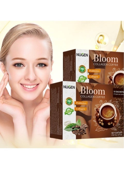 NUGEN 2-PACK Bloom Collagen Coffee 100% Organic and Glutathione, Diet Coffee Slimming Coffee Gluta Collagen Detox Premium with Collagen Coffee (10g*10bags*2) | Best Price KSA | Riyadh, Jeddah NUGEN 2-PACK Bloom Collagen Coffee 100% Organic and Glutathione, Diet Coffee Slimming Coffee Gluta Collagen Detox Premium with Collagen Coffee (10g*10bags*2) | Best Price KSA | Riyadh, Jeddah