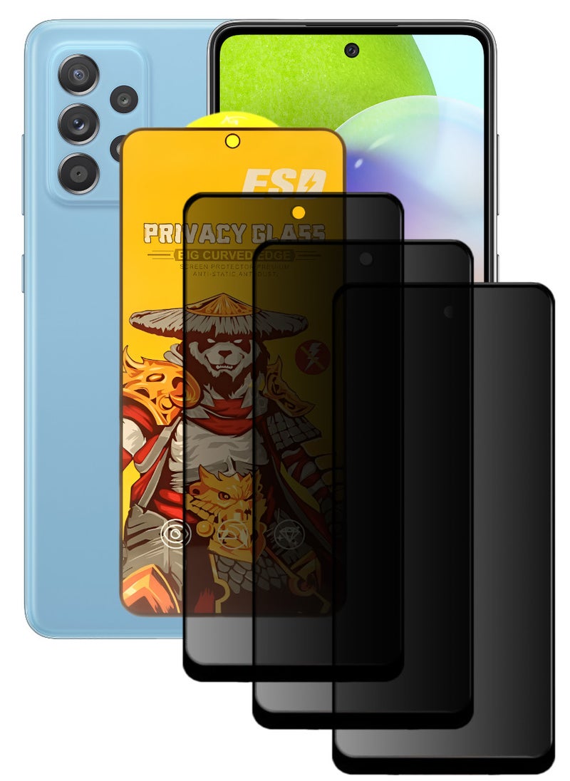 ESD 3 Pieces Tempered Dustproof Privacy Glass Screen Protector Compatible For Samsung Galaxy A52 - Image 1