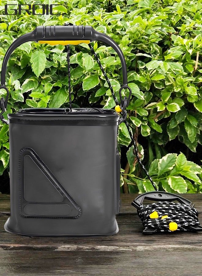 GROIC Drasry Collapsible Fishing Bucket Portable Multi-Functional Fish Live Lures Bucket,EVA Fishing Bag for Outdoor, Live Fish Lures Bucket and Fish Protection Bucket,Fish Container - Image 1
