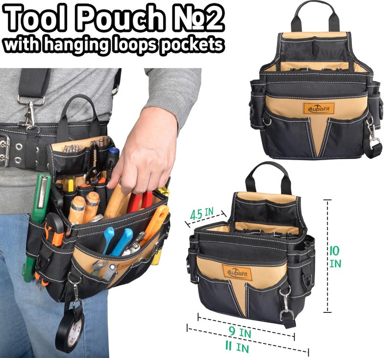 aupofit Professional Tool Belt with Suspenders 42 Pockets 1680D Durable Fabric, Heavy Duty Detachable Adjustable Tool Belt for Technician/Carpenter/Framer/Construction/Roofing/Contractor/Electrician (Khaki) - Image 5