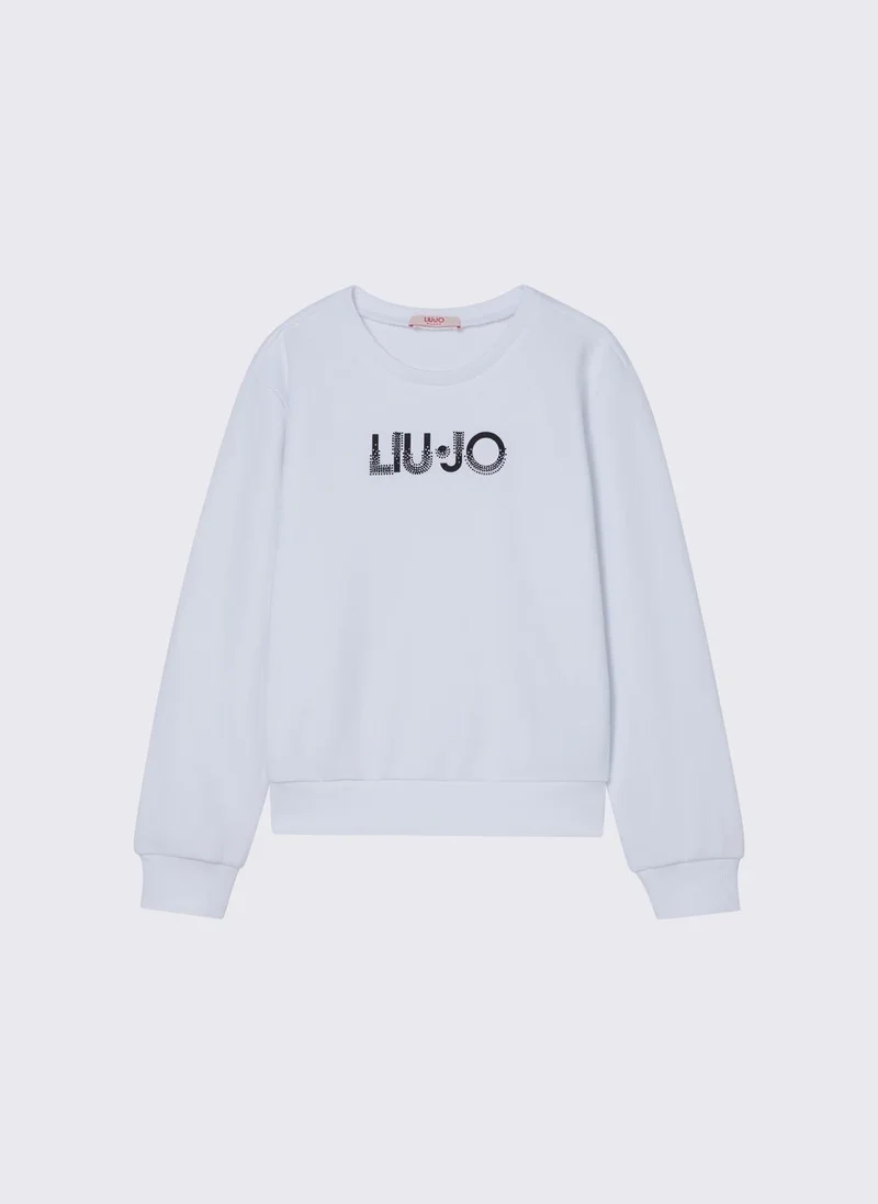ليو جو Sweatshirt with logo and gemstones