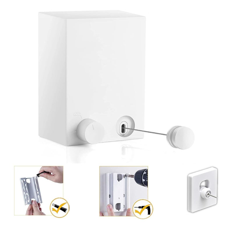 Virav Retractable Clothesline Wall Mounted ABS caseAluminum Dryer with Adjustable Stainless Steel Rope String Hotel Style Heavy DutyWhite 1 Count - Image 1