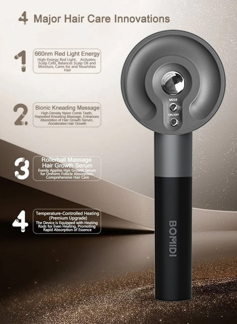 BOMIDI Electric Head Massage Comb – Rechargeable Scalp Massager with 2000mAh Battery, 10-Minute Smart Massage Timer, Portable Hair & Scalp Relaxation Brush for Stress Relief and Hair Care - Image 4
