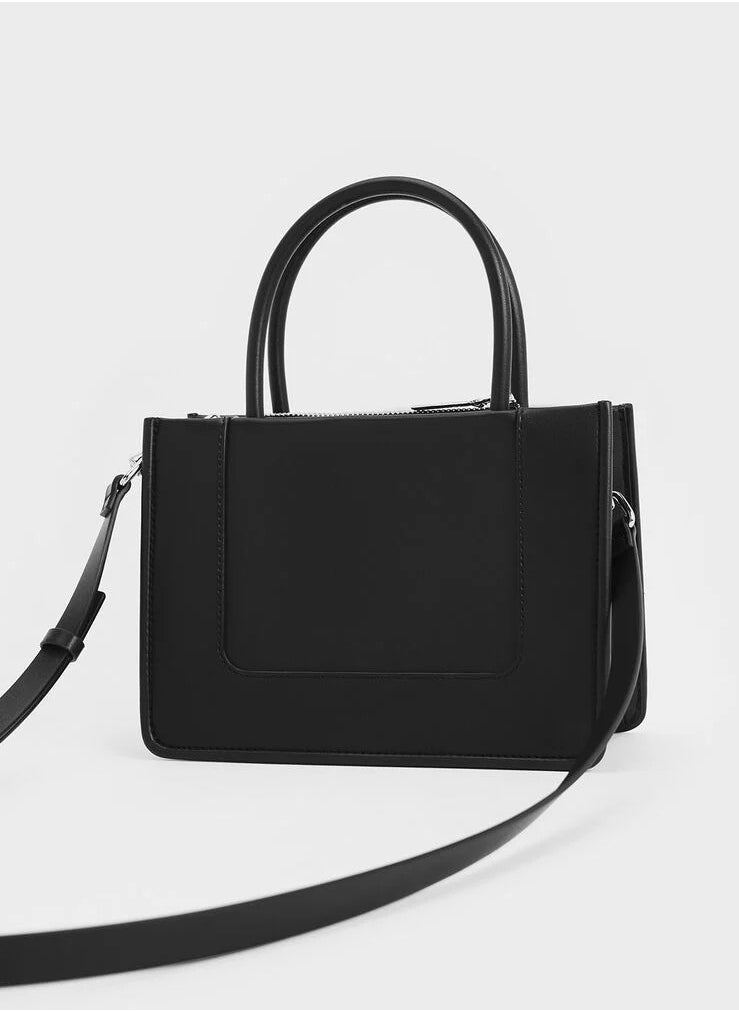 Charles & Keith Mini Daylla Tote Bag & Crossbody Bag - Black  - Image 5