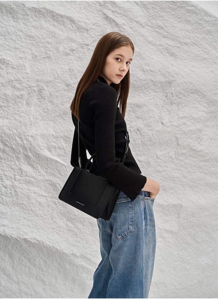 Charles & Keith Mini Daylla Tote Bag & Crossbody Bag - Black  - Image 2