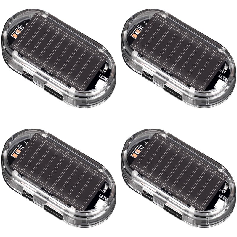 4 Pcs Solar Car Security Light Simulated Dummy Alarm Red Led Flashing Theft Deterrent Easy To Install - Image 2