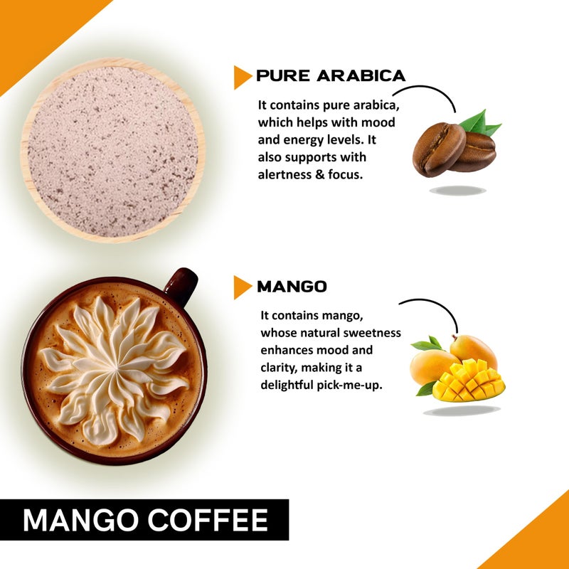 COFFEECURRY Mango Coffee Premix (30 Sachets |1 Month Pack) - Instant Delicious premix coffee | Mango Powered Coffee - 300 gms - Just Add Hot Water - Image 2