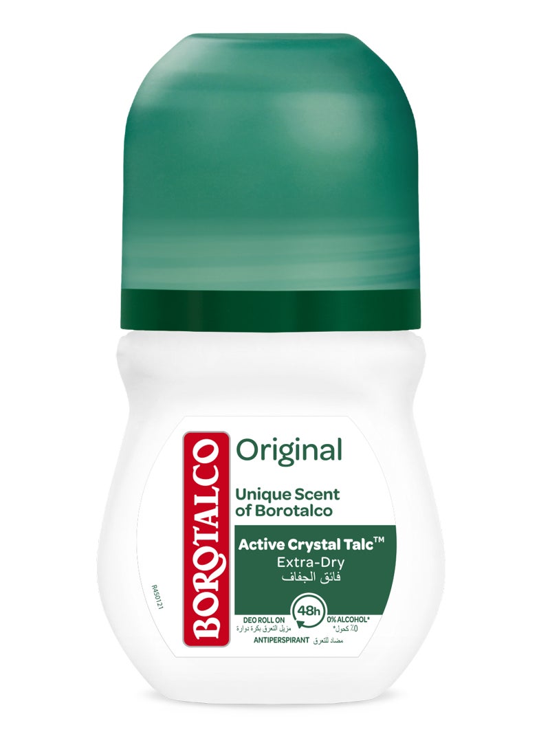 Borotalco Original Unique Scent of Borotalco With Active Crystal Talc Deodorant  Roll On 50ml - Image 1