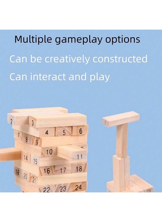 Classic Game - 54 Pcs Genuine Hardwood Blocks, Children Stacking Tower Party Game For Family And Kids Ages 6+, Family Games,Fun Birthday Gift & Gift For All Occasions, 5.5x5.5x18cm 1 or More Players Players - Image 3