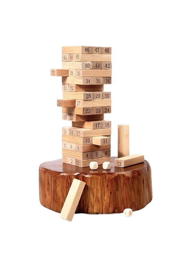 Classic Game - 54 Pcs Genuine Hardwood Blocks, Children Stacking Tower Party Game For Family And Kids Ages 6+, Family Games,Fun Birthday Gift & Gift For All Occasions, 5.5x5.5x18cm 1 or More Players Players - Image 1