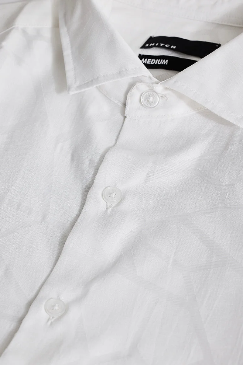 SNITCH Off White Self-Design Shirt