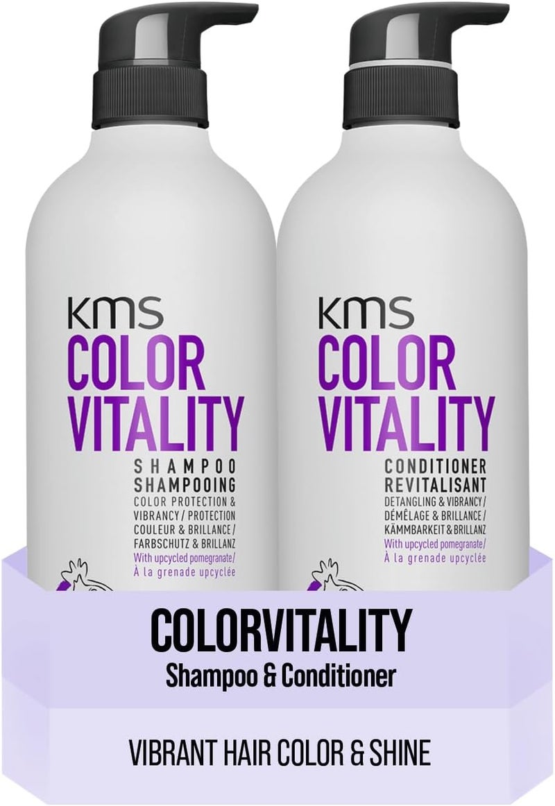 KMS ColorVitality Shampoo 750ml KMS ColorVitality Conditioner for Coloured Hair 750ml Bundle Color Protection Shine Hydration with Upcycled Pomegranate Vegan Formula
