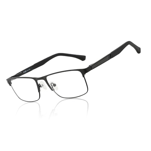 ZENOTTIC Blue Light Glasses Men : Black Reading Glasses Men - Square Frame Computer Glasses - Anti Glare Metal Readers - Middle-Aged Male Teachers in Virtual Classes (Black,0.00x) - Image 1