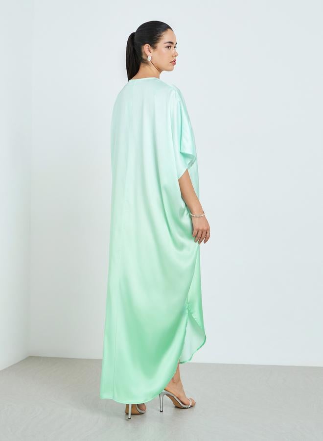 Amirah Women Green Ombre Print Kaftan - Image 5