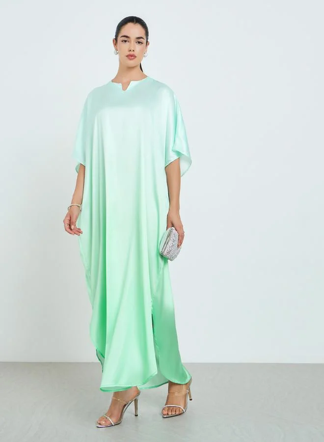 Women Green Ombre Print Kaftan