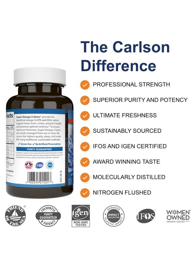 كارلسون - سوبر أوميجا 3 جيمز، 1200 مجم من أحماض أوميجا 3 الدهنية مع حمض إيكوسابنتينويك وحمض دوكوساهيكسانويك، مكمل غذائي من الأسماك البرية النرويجية، كبسولات زيت السمك ذات المصدر المستدام، مكملات أوميجا 3، 100+30 كبسولة هلامية - Image 2