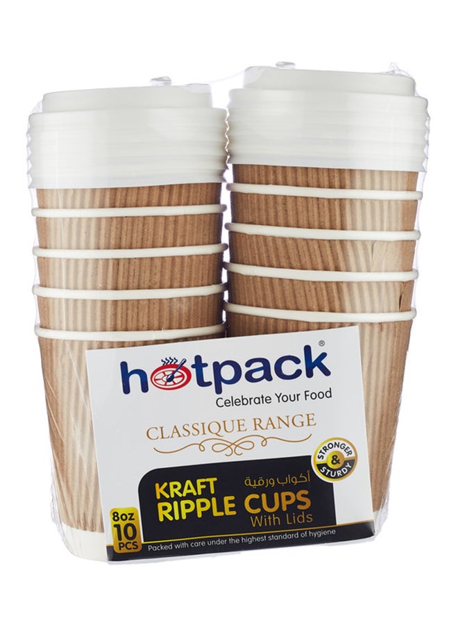 Buy Hotpack 10-Piece Kraft Ripple Cup With Lid Set Online | 15 Minutes ...
