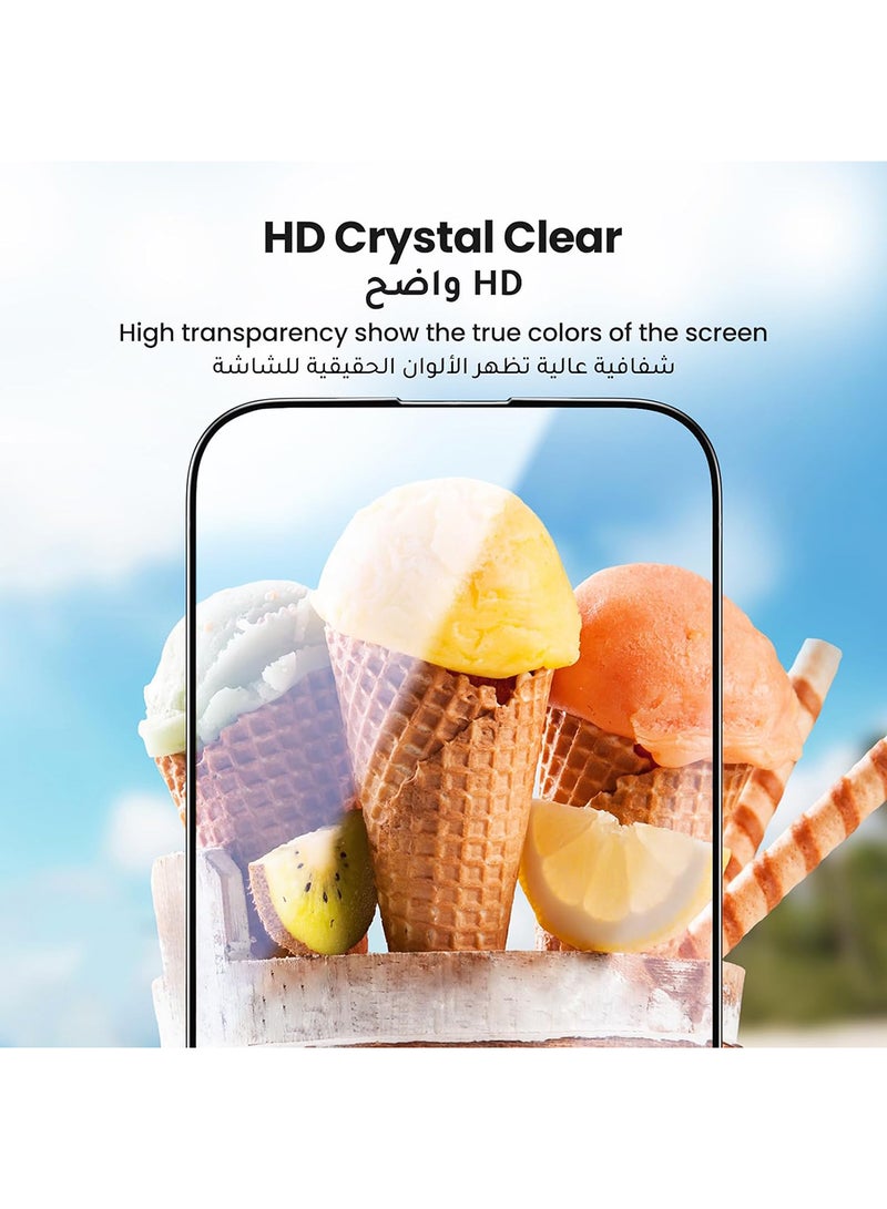 يو جرين واقي شاشة iPhone 15 Pro، تغطية كاملة، إطار سهل التركيب، حماية من الدرجة العسكرية، شفاف عالي الدقة، مضاد لبصمات الأصابع، خالٍ من الفقاعات، طبقة من الزجاج المقوى لهاتف iPhone 15 Pro 6.1 بوصة - عبوتان - Image 2