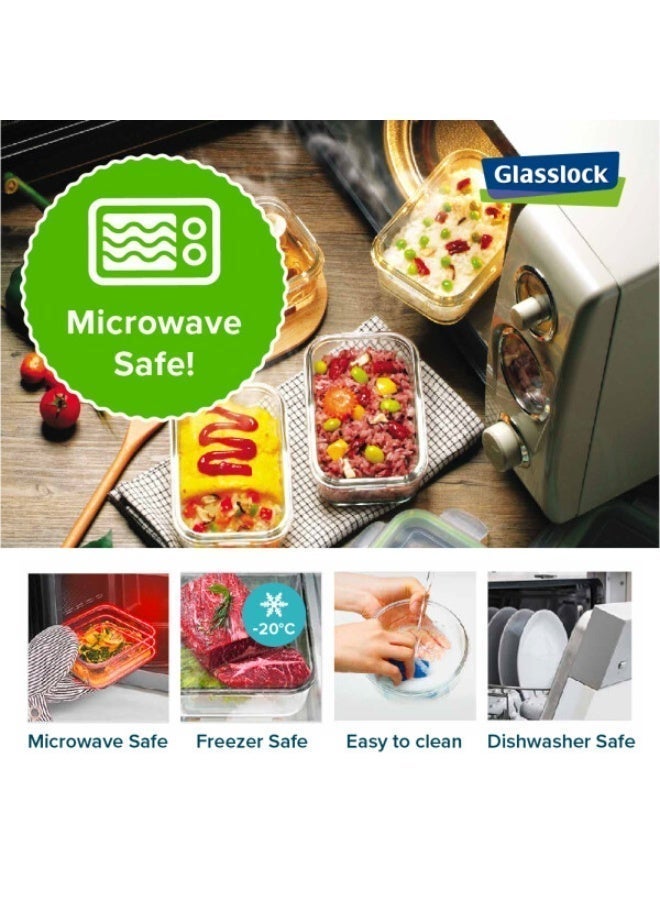 غلاسلوك جلاسلوك MCSB-049 علبة حفظ طعام زجاجية 490 مل مربعة محكمة الإغلاق خالية من BPA وآمنة للميكروويف - Image 4