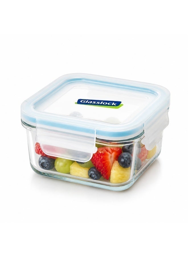 Glasslock MCSB-049 Glass Food Storage Container 490ml Square Airtight BPA Free Microwave Safe - Image 1