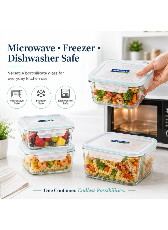 Glasslock MCSB-049 Glass Food Storage Container 490ml Square Airtight BPA Free Microwave Safe - Image 5