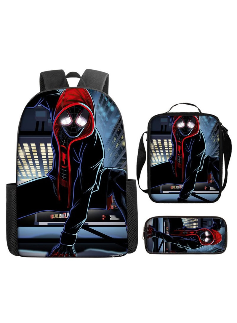 Naruto Spiderman Hero Cartoon Backpack Three-Piece Set 29*42*16cm