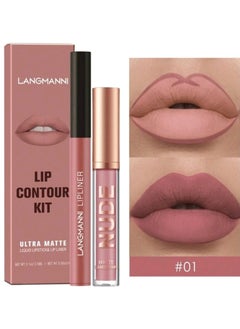 2pcs Long-lasting Waterproof Lip stick & Lipliner LANGMANNI