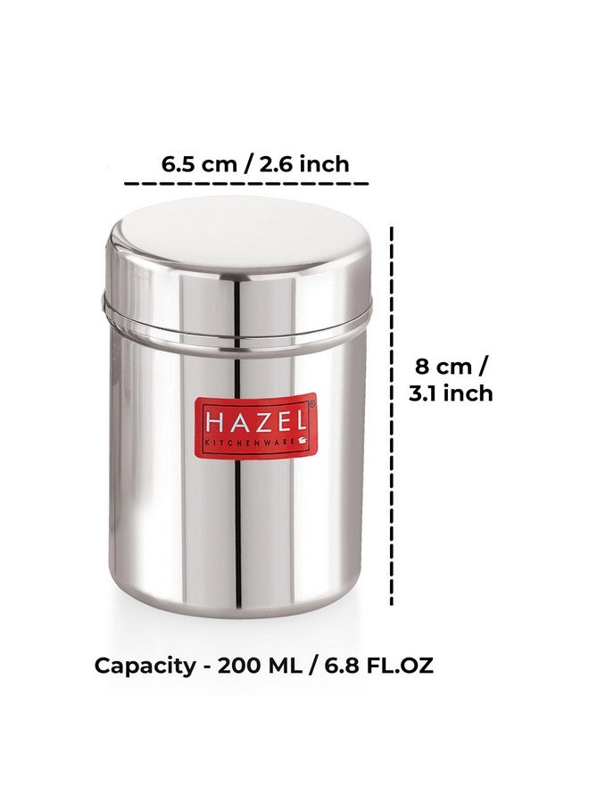 HAZEL Stainless Steel Container | Kitchen Air Tight Storage Dabba Containers Set of 2, 200 ML - Image 4