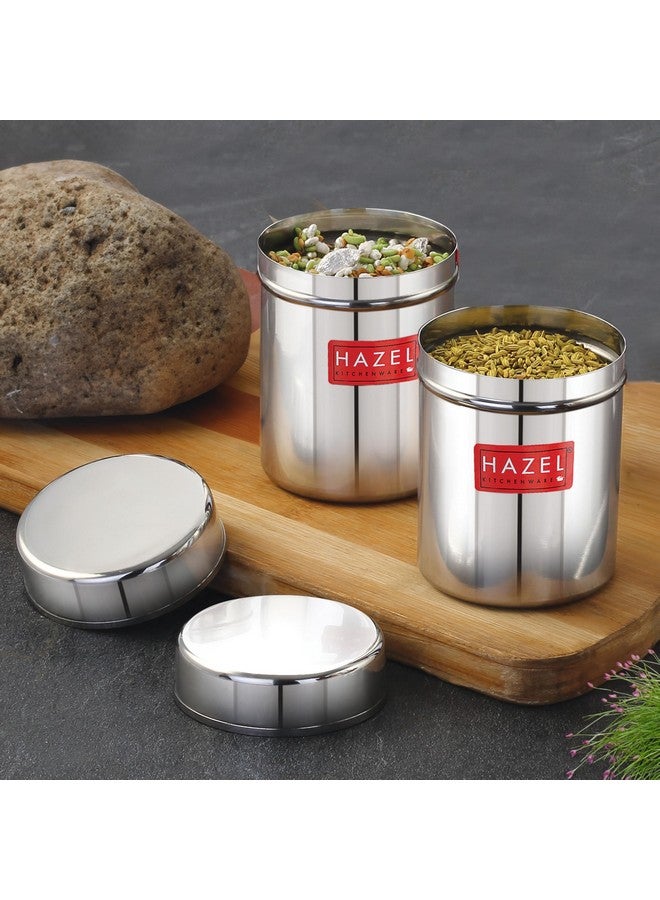 HAZEL Stainless Steel Container | Kitchen Air Tight Storage Dabba Containers Set of 2, 200 ML - Image 2