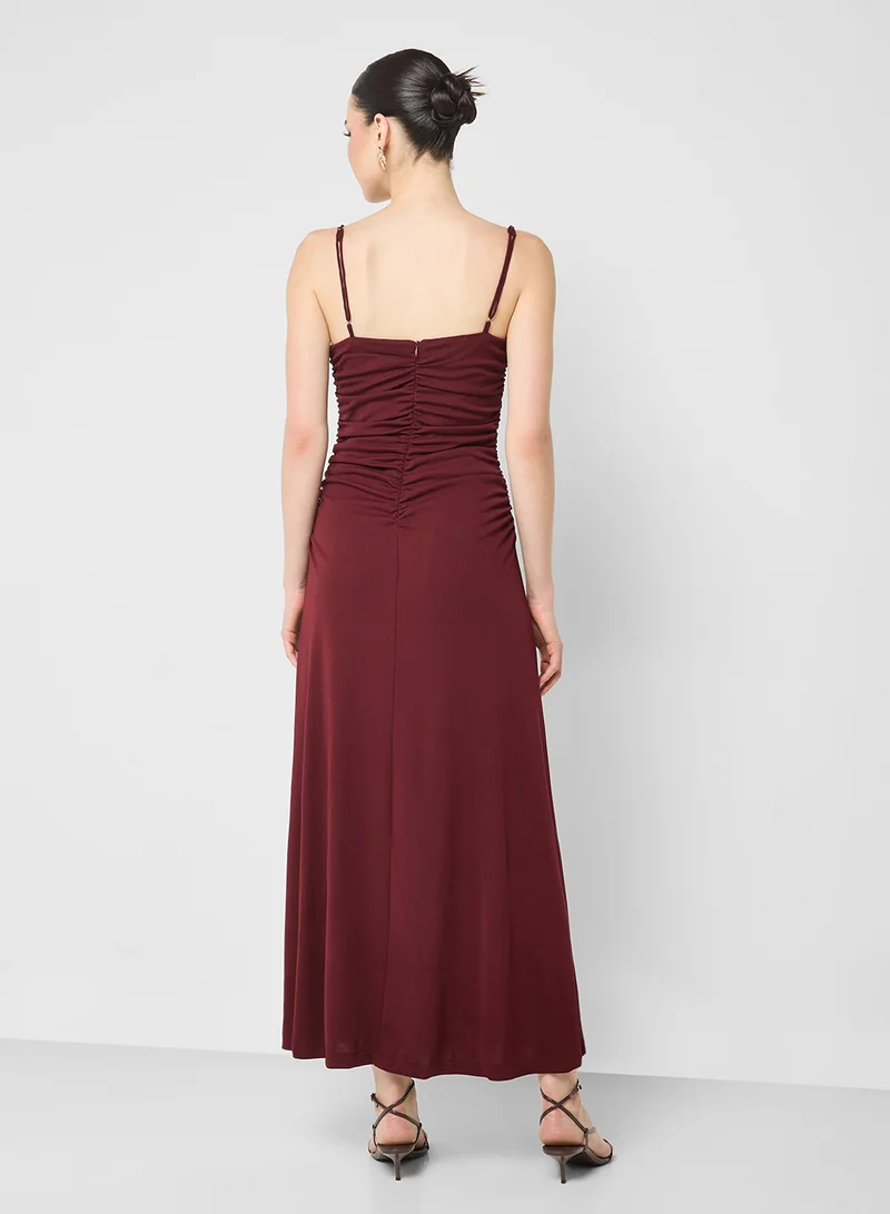 Ginger Strappy Ruched Dress With Crosage Detail