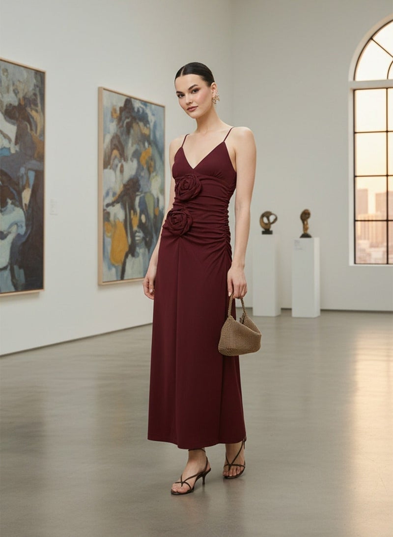 Ginger Strappy Ruched Dress With Crosage Detail - Image 1