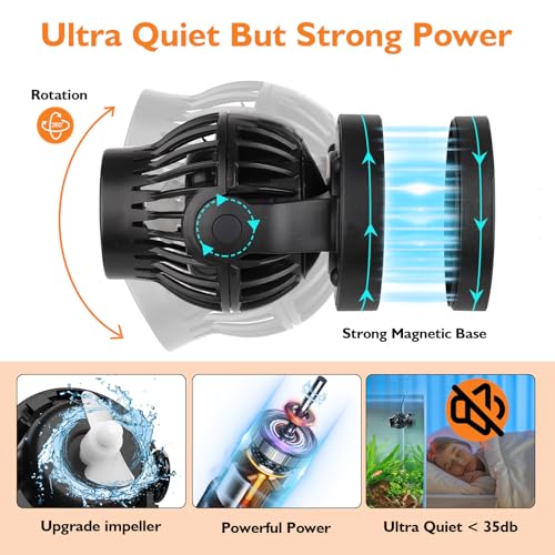 hygger Aquarium Wave Maker with Intelligent Controller, 5 Wave Modes Adjustable Water Flow, Magnetic DC 12V Quiet Aquarium Powerhead for Freshwater Saltwater Coral Reef Tank, 1500GPH - Image 5