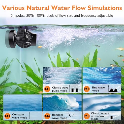 hygger Aquarium Wave Maker with Intelligent Controller, 5 Wave Modes Adjustable Water Flow, Magnetic DC 12V Quiet Aquarium Powerhead for Freshwater Saltwater Coral Reef Tank, 1500GPH - Image 3