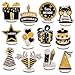 PAMBO Happy Birthday Table Decorations Centerpieces 12Piece Black Gold Wooden Glitter Party Decor Set Elegant Reusable Birthday Supplies for Men Women Kids - Image 2