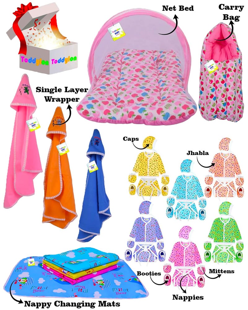 Toddylon Flat Bed Baby Gift Set for New Born Essential Products All (Multicolor, 0-6 Months) - Image 2