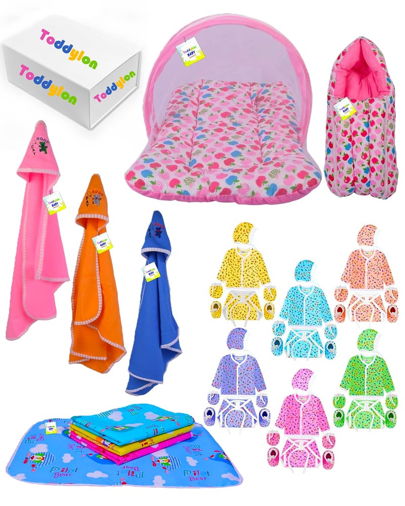 Toddylon Flat Bed Baby Gift Set for New Born Essential Products All (Multicolor, 0-6 Months) - Image 1