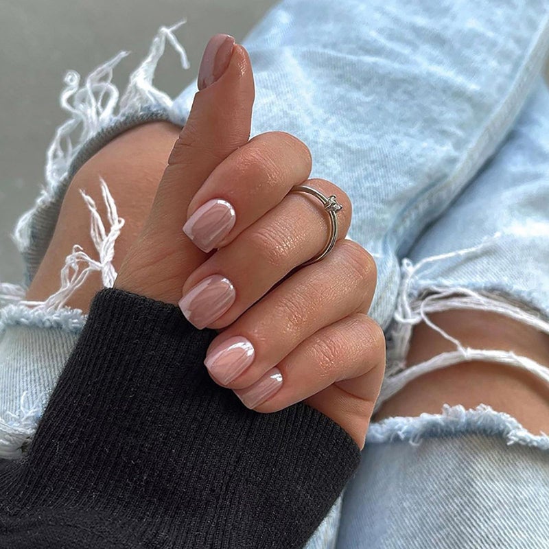 Jsiallye 6 Packs (144 Pcs) French Tip Press On Nails - Jsiallye Milky White Short Square Press on Nails Nude Glazed, Gradient Glue On Nails in 12 Sizes - 24 Fake Nails Kit, Simple Stick On Nails for Women - Image 3