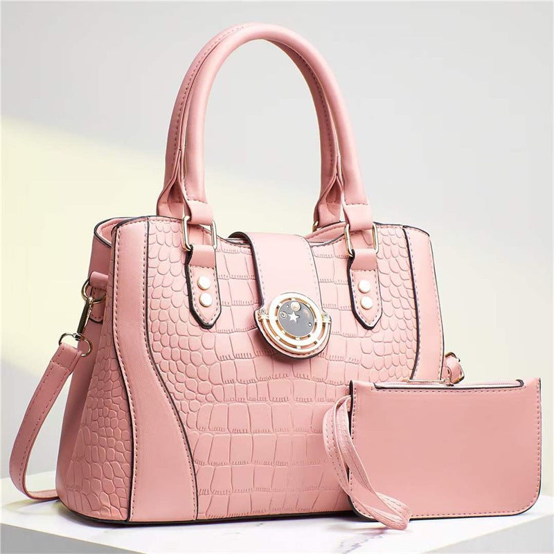 Contrast Color Embossed Mother-In-Law Bag Texture Western Style Large Capacity Single Shoulder Crossbody Women'S Bag Large Bag Women'S Bag - Image 1